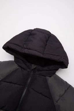 Водонепроницаемое пальто на флисовой подкладке с капюшоном для маленьких мальчиков - Defacto фото 2