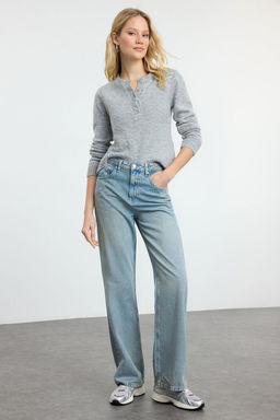Ac?k Mavi Yuksek Bel Wide Leg Jeans TWOAW25JE00144