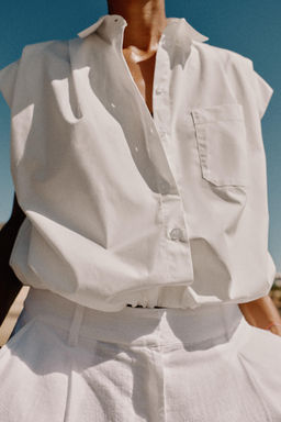 CAMISA CORTA CUADRO VICHY / Blanco