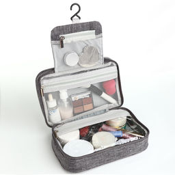 Косметичка-несессер дорожная на молнии, с крючком, с ручкой, серая - Simaland фото 5