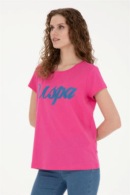 Женская футболка цвета фуксии с круглым вырезом Неожиданная скидка в корзине