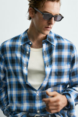 CAMISA FLUIDA CUADROS AARON LEVINE X ZARA / Azul  фото 6