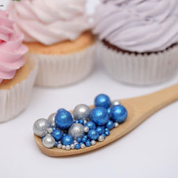 Посыпка кондитерская с мягким центром Блеск: синяя, серебряная, 50 г - Кондимир фото 2