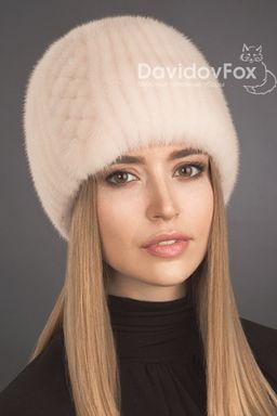 Шапка Сноп норка орнамент розовый жемчуг