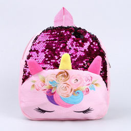 Рюкзак детский для девочки Единорог, с пайетками, 24?26 см