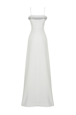 Bridal Beyaz A-Kesim Dokuma S?k Abiye Gece Mezuniyet Elbisesi TPRSS19FZ0511