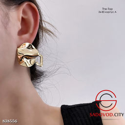 Круглые серьги с плиссировкой под серебро