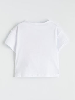 Bisiklet Yaka Bask?l? K?z ?ocuk Ti??rt