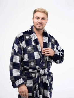 Халат мужской, цвет синий серый