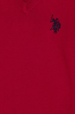U. S. Polo Assn Красный базовый свитер с v-образным вырезом для девочек - U.s. polo assn фото 13