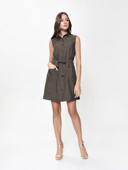CONTE Платье-рубашка без рукавов с легким блеском LPL 915 khaki khaki
