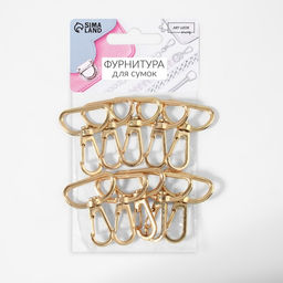 Карабин металлический, 39×30 мм / 26×2 мм, 10 шт., цвет золотой