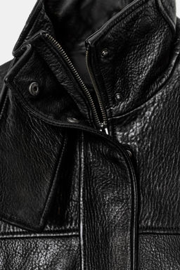 LEATHER JACKET WITH ADJUSTABLE WAIST - Zara фото 11