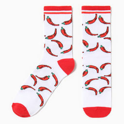 Цена за 2 шт. Носки мужские «Перцы» размер 41-44 (27-29 см), белый