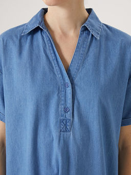 G?mlek Yaka Kad?n Jean Elbise