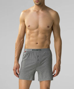 ATLANTIC 2MBX-025 Трусы боксеры Solid - набор 2 шт. черный + серый меланж  фото 2