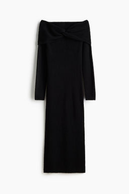 Vestido off-the-shoulder en punto fino