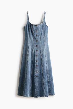 Button-front denim dress