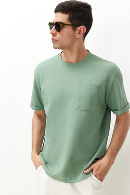 TRENDYOL MAN Siyah Oversize/Genis Kesim K?sa Kol Cepli Etiket Detayl? T-Shirt TMNSS23TS00077 - Trendyolmilla фото 3