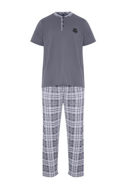 TRENDYOL MAN Antrasit Regular Fit Ekose Orme Pijama Tak?m? TMNSS24PT00037 - Trendyolmilla фото 7