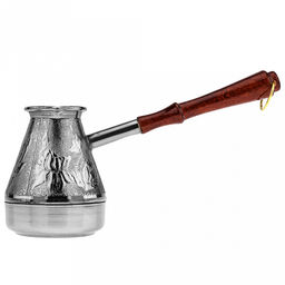 Турка медная 300мл "Ирис", д8,5см, h10см, s0,8мм, деревянная ручка (Россия)