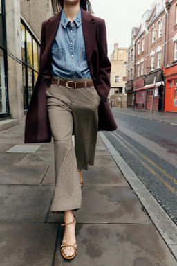 HERRINGBONE TROUSERS WITH BELT