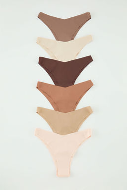 Trendyolmilla Kahverengi-Cok Renkli 6l? Paket Micro Brazilian Orme Kulot THMAW25KU00037  фото 10