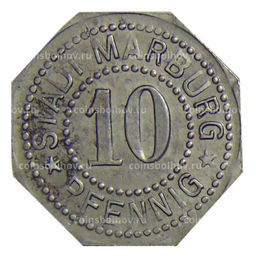 Монета 10 пфеннигов 1917 года Германия  Нотгельд Марбург