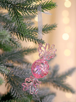 Цена за 2 шт. Ёлочные игрушки 2 шт. Зимнее волшебство. Ажурные конфеты, 9.53.5 см, сиреневый перелив фото 5