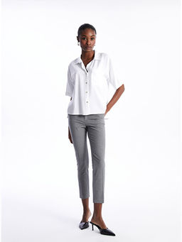 D?z K?sa Kollu Keten Kar???ml? Kad?n G?mlek