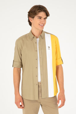 Мужская рубашка цвета хаки с длинным рукавом Неожиданная скидка в корзине - U.s. polo assn фото 3