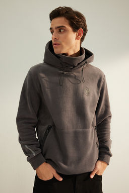 TRENDYOL MAN Premium Antrasit Oversize/Normal Kesim Bask?l? Anti-pilling Polar Sweatshirt TMNAW24SW00122 - Trendyolmilla фото 9