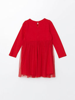 Bisiklet Yaka Y?lba?? Temal? K?z ?ocuk Elbise