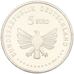 Монета 5 евро 2024 года D Германия Чудесный мир насекомых Жук-олень