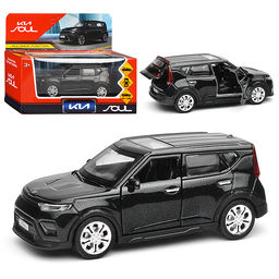 Машина металл KIA soul 12 см, (двери, багаж., черный)инерц, в коробке