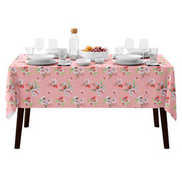 Жасмин, фламинго/зигзаг Скатерть 150х145см, длина стола до 110см, на 4 персоны, хлопок Премиум 186г/м2, Домашняя мода (Россия)