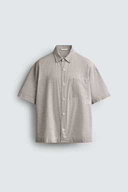 CAMISA RELAXED FIT CUADROS TEXTO / Azul - Zara фото 7