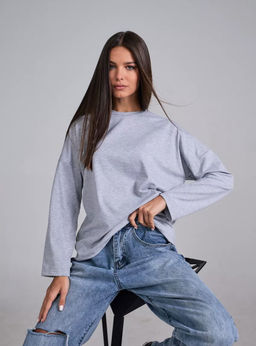 K12068 Лонгслив (плотный хлопок) СВ_СЕРЫЙ