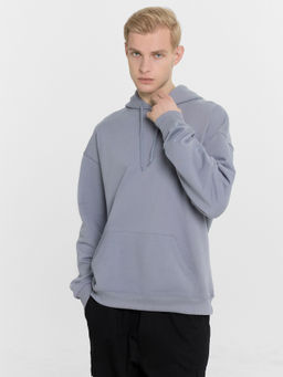 Худи мужское серое с принтом и надписью "world race"