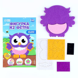 Цена за 2 шт. Аппликация из фетра для малышей «‎Мудрая совушка»‎, 15×10 см