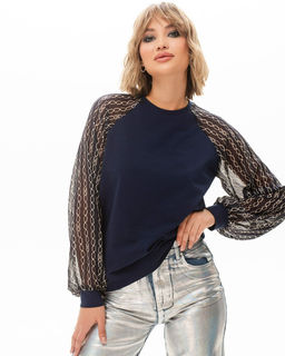 Свитшот с шифоновым рукавом реглан