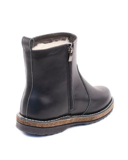 Ботинки женские на войлочной подошве, кожа, овчина, молния.