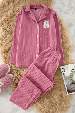 Trendyolmilla Lacivert Puantiyeli Hayvan Bask?l? Polar K?sl?k Orme Pijama Tak?m? THMAW24PT00176 фото 16