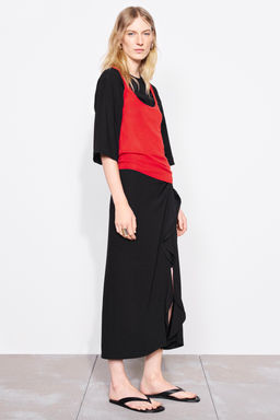 VESTIDO MIDI DRAPEADO ZW COLLECTION / Marino