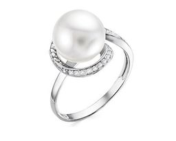 Кольцо из серебра жемчуг swarovski, В10-0893