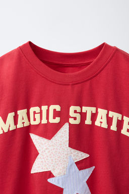 CAMISETA PARCHE VICHY / Blanco / Rojo