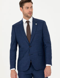 _ndigo Slim Fit _izgili Tak_m Elbise