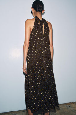 VESTIDO HALTER LUNARES ZW COLLECTION / Marr?n / Crudo - Zara фото 3
