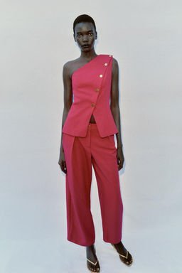 PANTAL?N CARROT PLIEGUES / Fucsia
