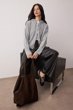 Gri Cizgili Kapusonlu Triko H?rka TWOAW26HI00288